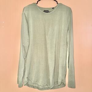 CUTS Men's Long Sleeve Curve-Hem Athletic Shirt Olive Green - Size XL